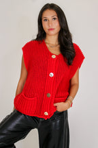 Classic Charm Button-Front Sweater Vest