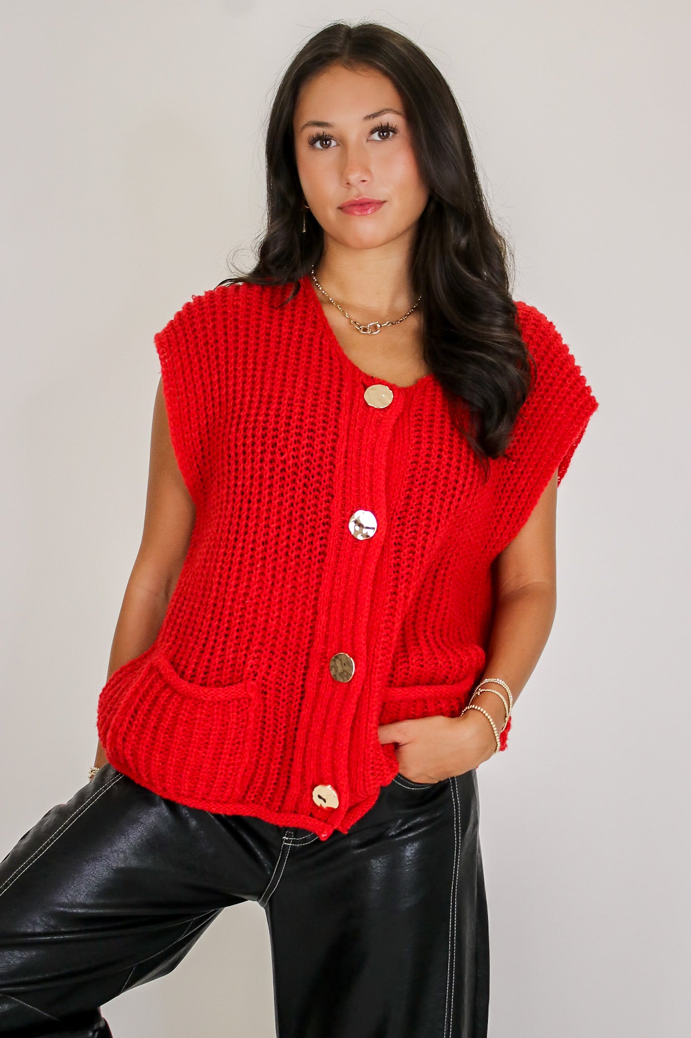 Classic Charm Button-Front Sweater Vest