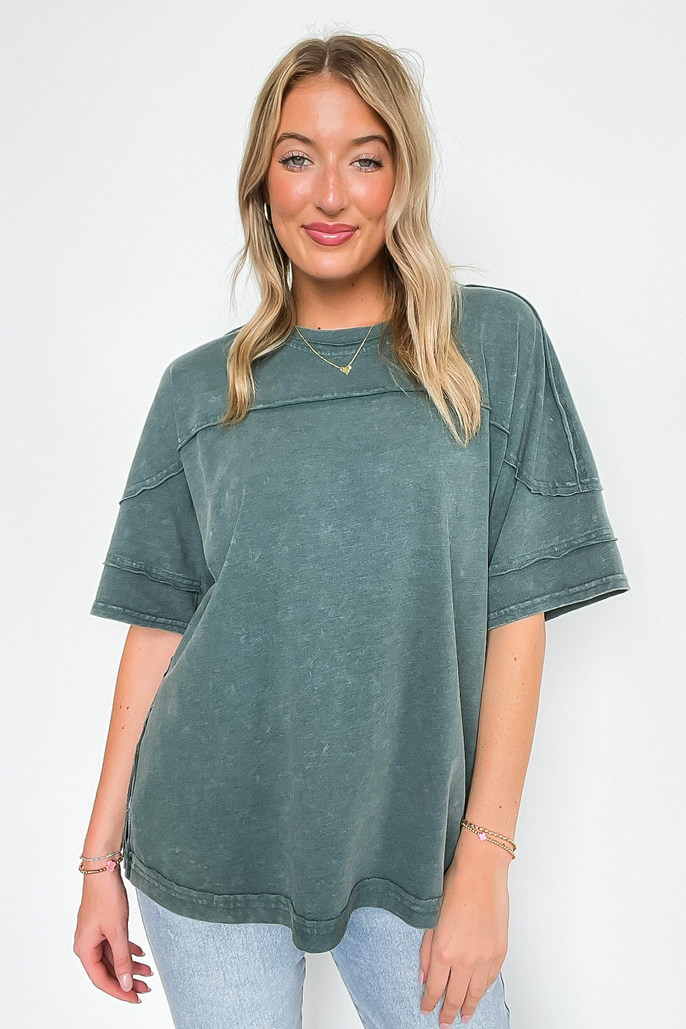 Regency Green / S Claudia Short Sleeve Relaxed Top - Madison and Mallory