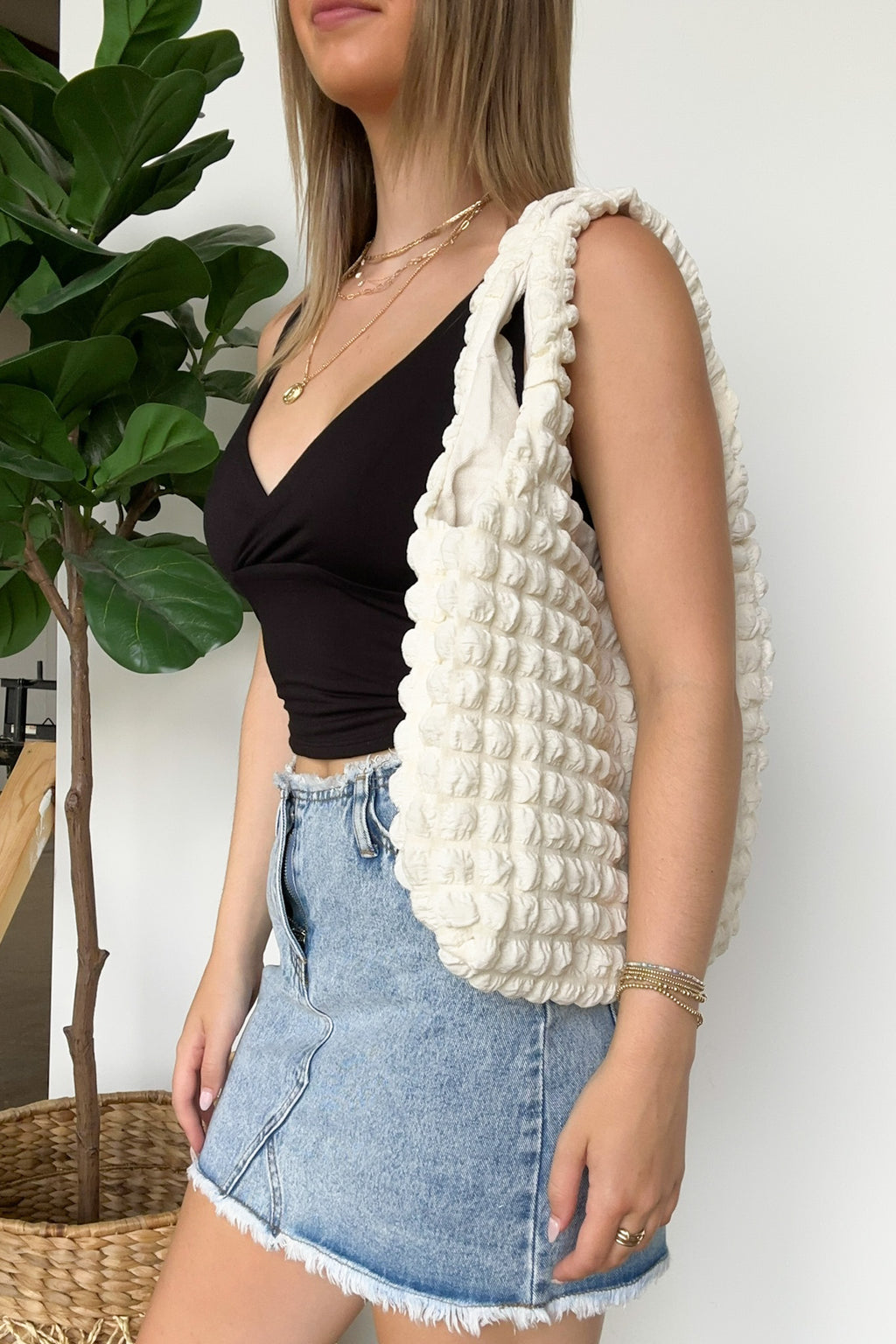 Cloud Puffy Quilted Tote Bag - FINAL SALE - Madison and Mallory
