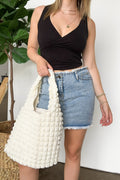 Ivory Cloud Puffy Quilted Tote Bag - FINAL SALE - Madison and Mallory