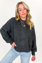 Black / SM Cloud Haven Brushed Melange Hacci Sweater - FINAL SALE - Madison and Mallory