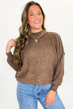 Brown / SM Cloud Haven Brushed Melange Hacci Sweater - FINAL SALE - Madison and Mallory