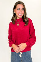 Dark Red / SM Cloud Haven Brushed Melange Hacci Sweater - FINAL SALE - Madison and Mallory