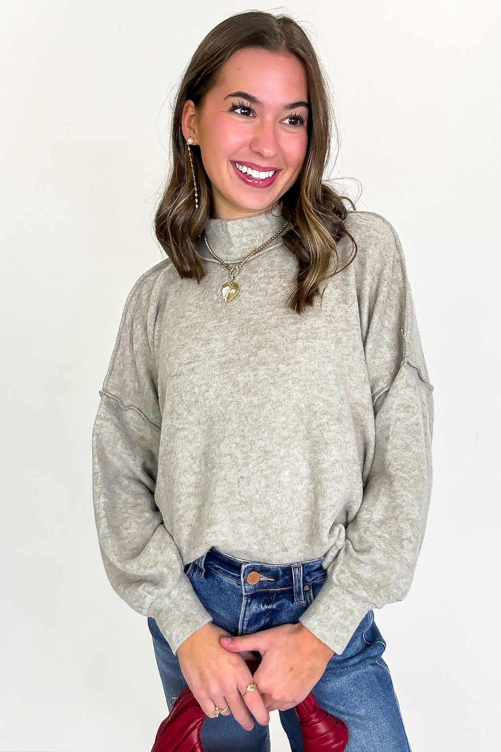 Heather Mocha / SM Cloud Haven Brushed Melange Hacci Sweater - FINAL SALE - Madison and Mallory
