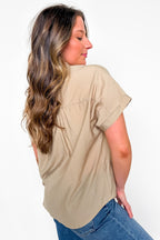 Coastal Errands Textured Short Sleeve Button Collared Shirt - Madison and Mallory
