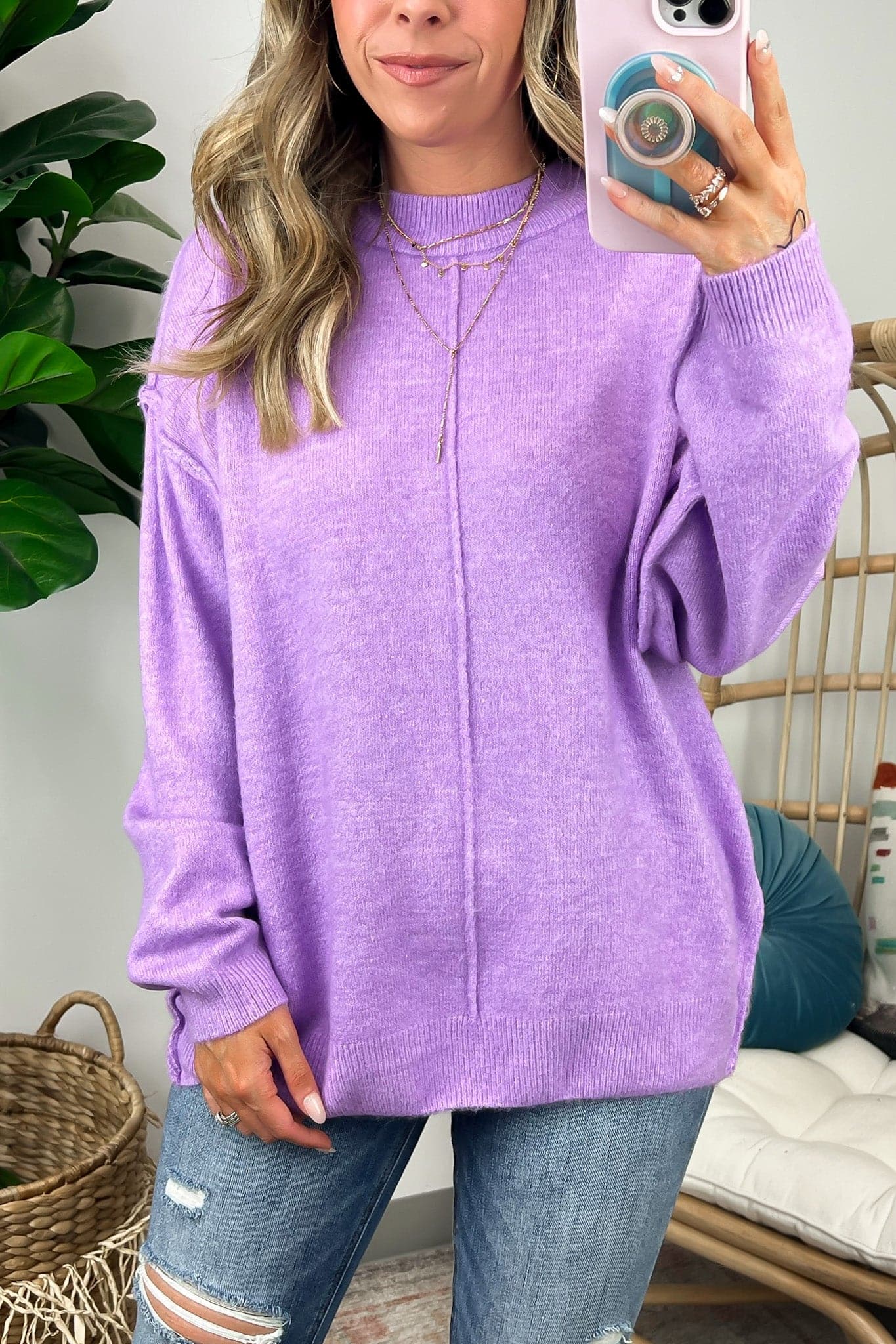  Coban Front Seam Round Neck Sweater - Madison and Mallory