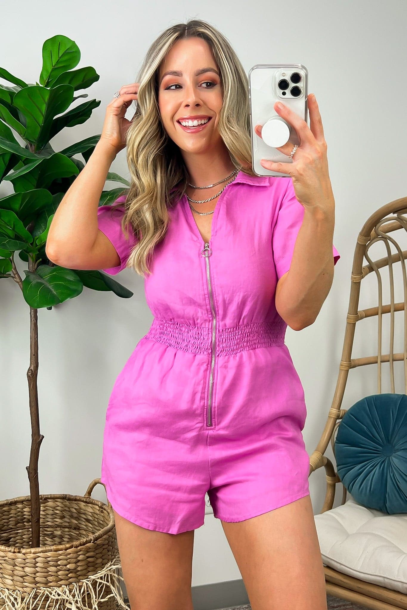  Coda Short Sleeve Zip Up Romper - FINAL SALE - Madison and Mallory