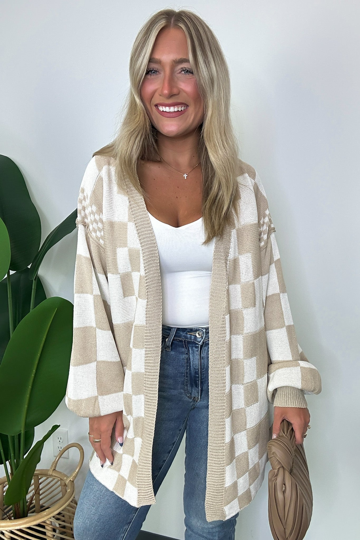  Coffeehouse Multi Check Cardigan - Madison and Mallory