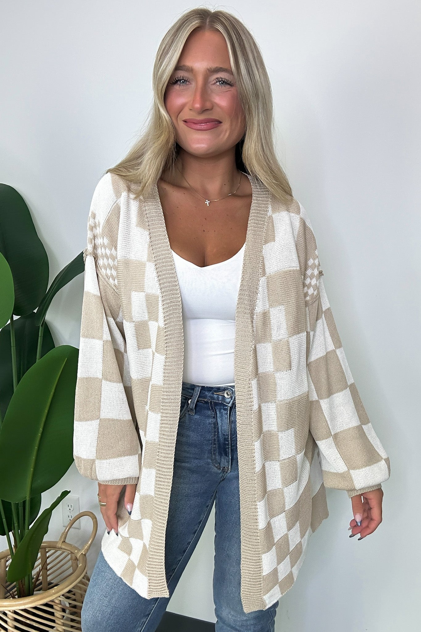  Coffeehouse Multi Check Cardigan - Madison and Mallory