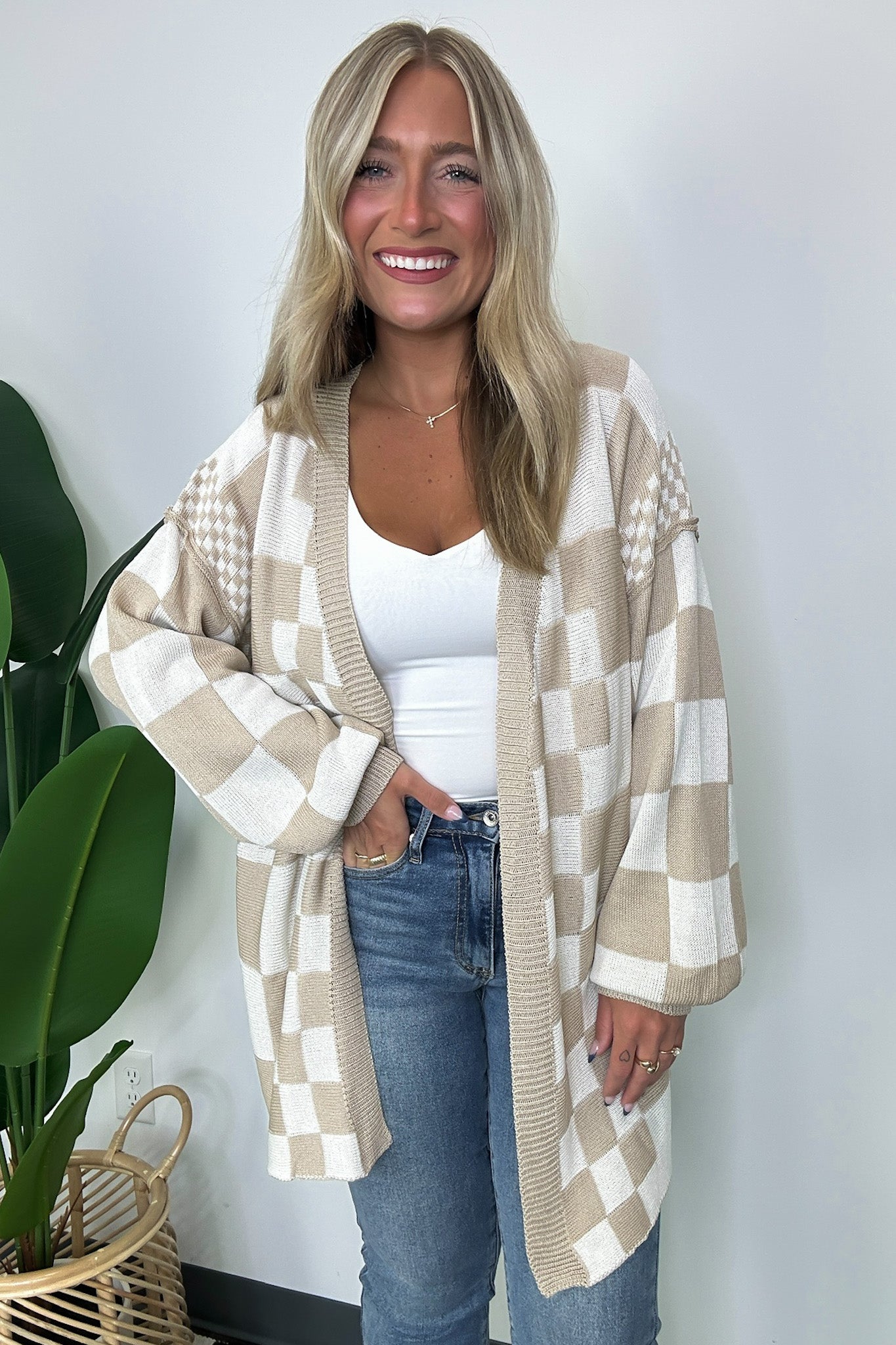  Coffeehouse Multi Check Cardigan - Madison and Mallory