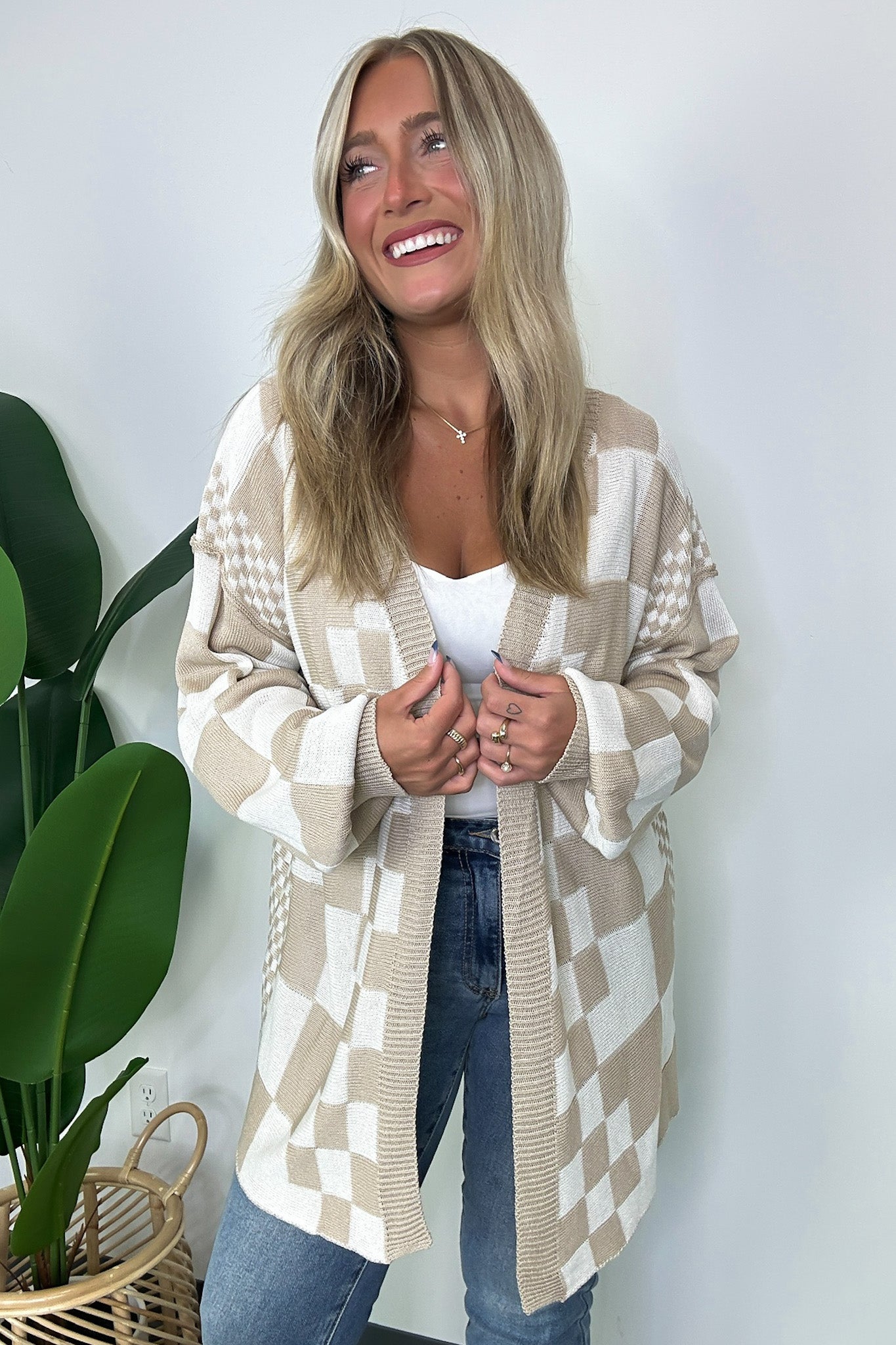  Coffeehouse Multi Check Cardigan - Madison and Mallory