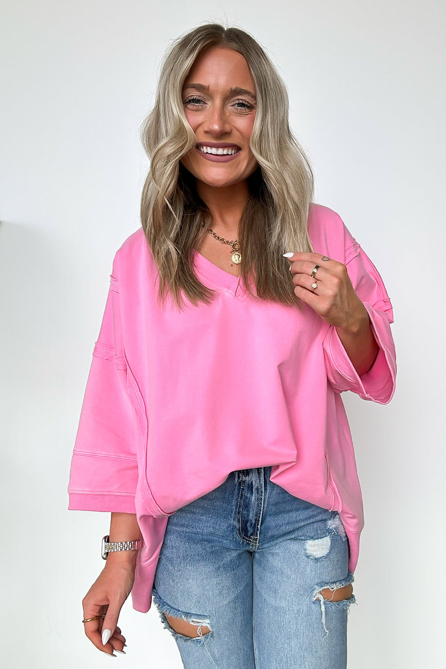  Cohen Relaxed Fit V-Neck Top - Madison and Mallory