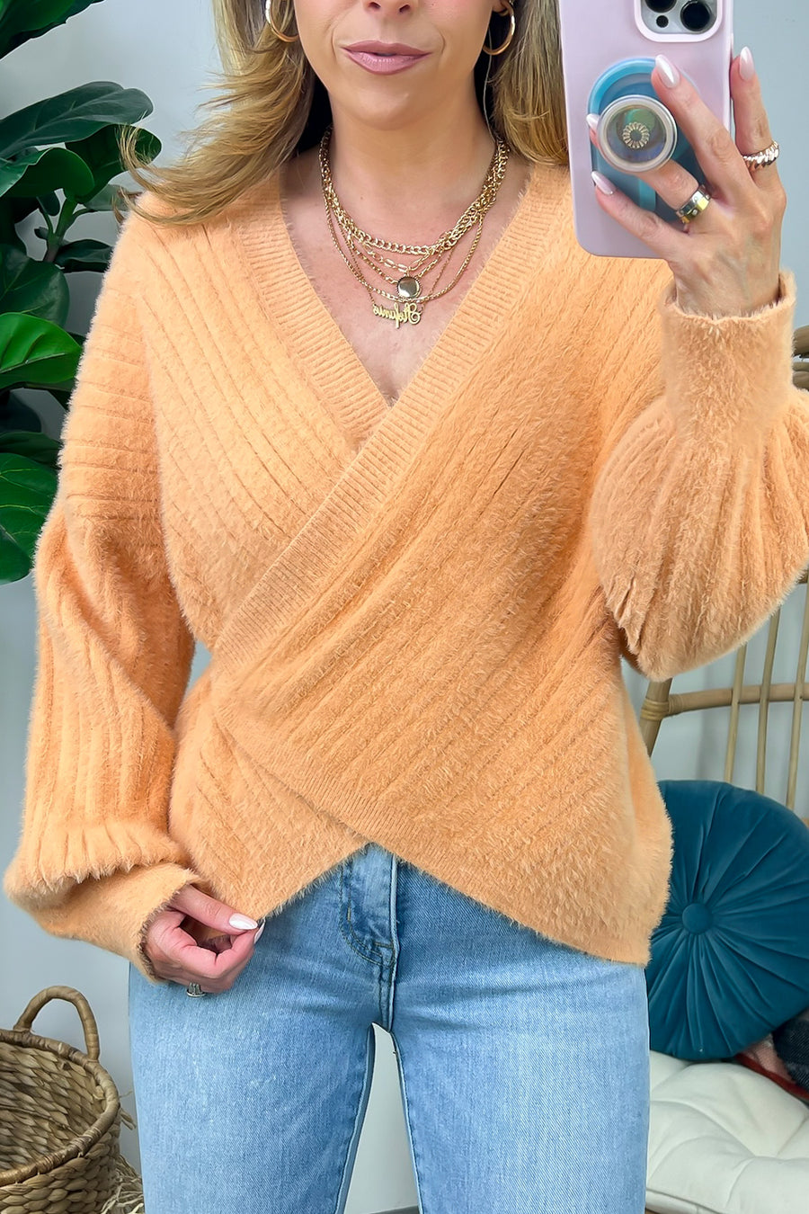  Coletti Ribbed Fuzzy Knit Wrap Sweater - FINAL SALE - Madison and Mallory