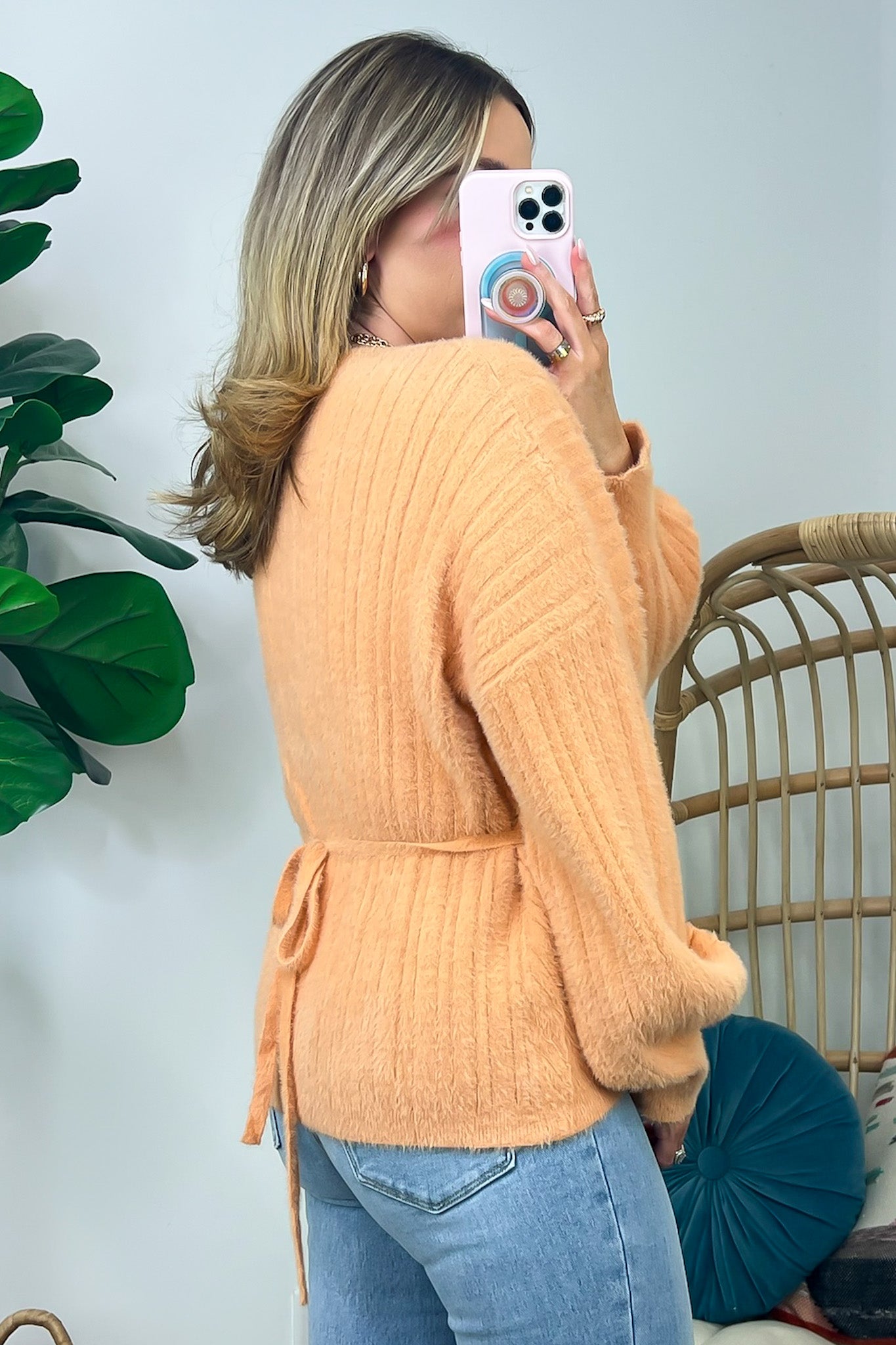 Coletti Ribbed Fuzzy Knit Wrap Sweater - Madison and Mallory