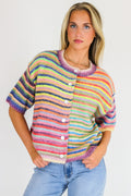 Rainbow / S Color Pop Knit Cardigan Sweater - Madison and Mallory