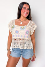 Colorfield Crochet Square Neck Top - Madison and Mallory
