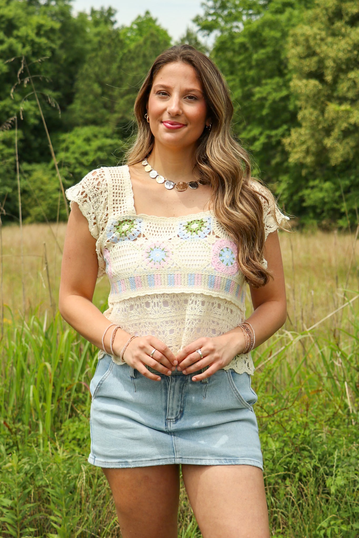 Colorfield Crochet Square Neck Top · Madison + Mallory