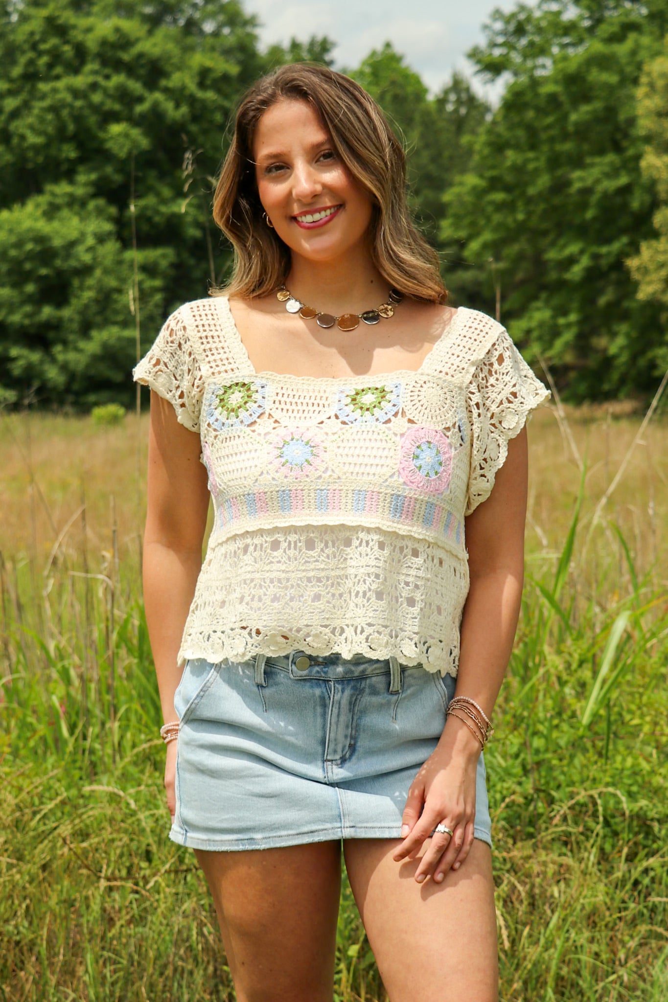 Colorfield Crochet Square Neck Top · Madison + Mallory