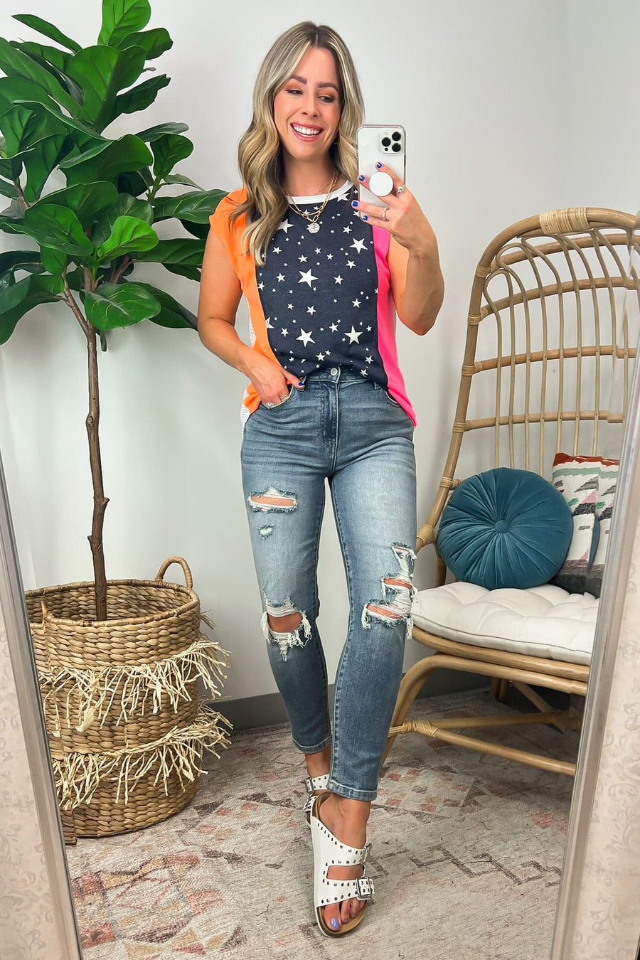  Color the Stars Color Block Relaxed Top - FINAL SALE - Madison and Mallory