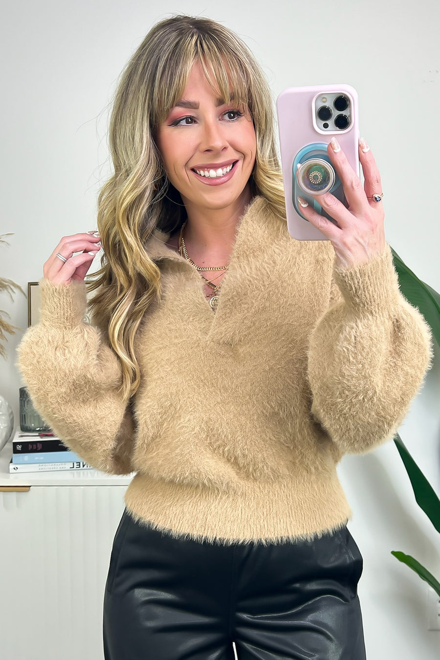 Comfiest Trend Fuzzy Collared Sweater - Madison and Mallory