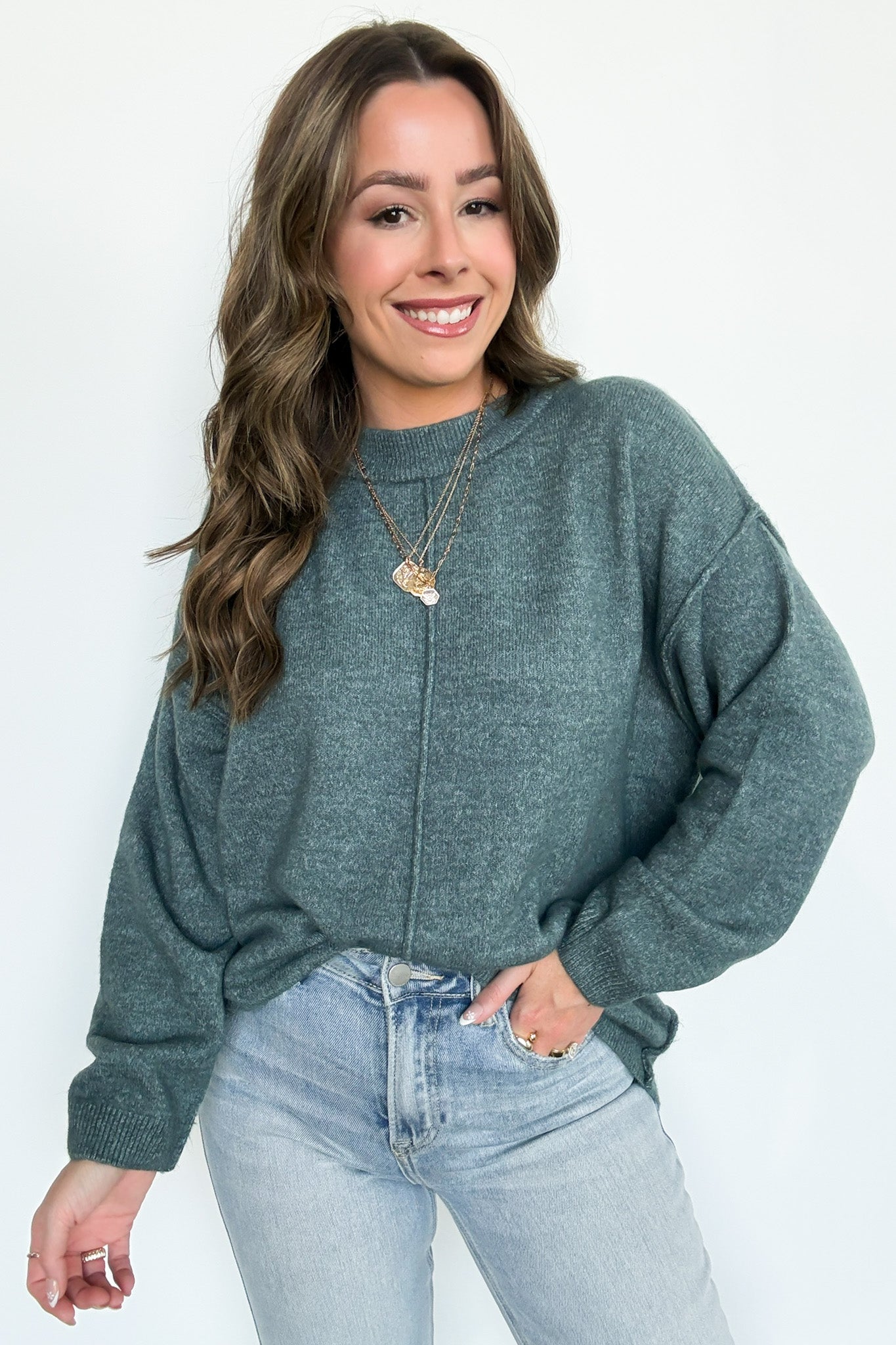  Comfort Code Front Seam Round Neck Sweater - BACK IN STOCK - Madison and Mallory