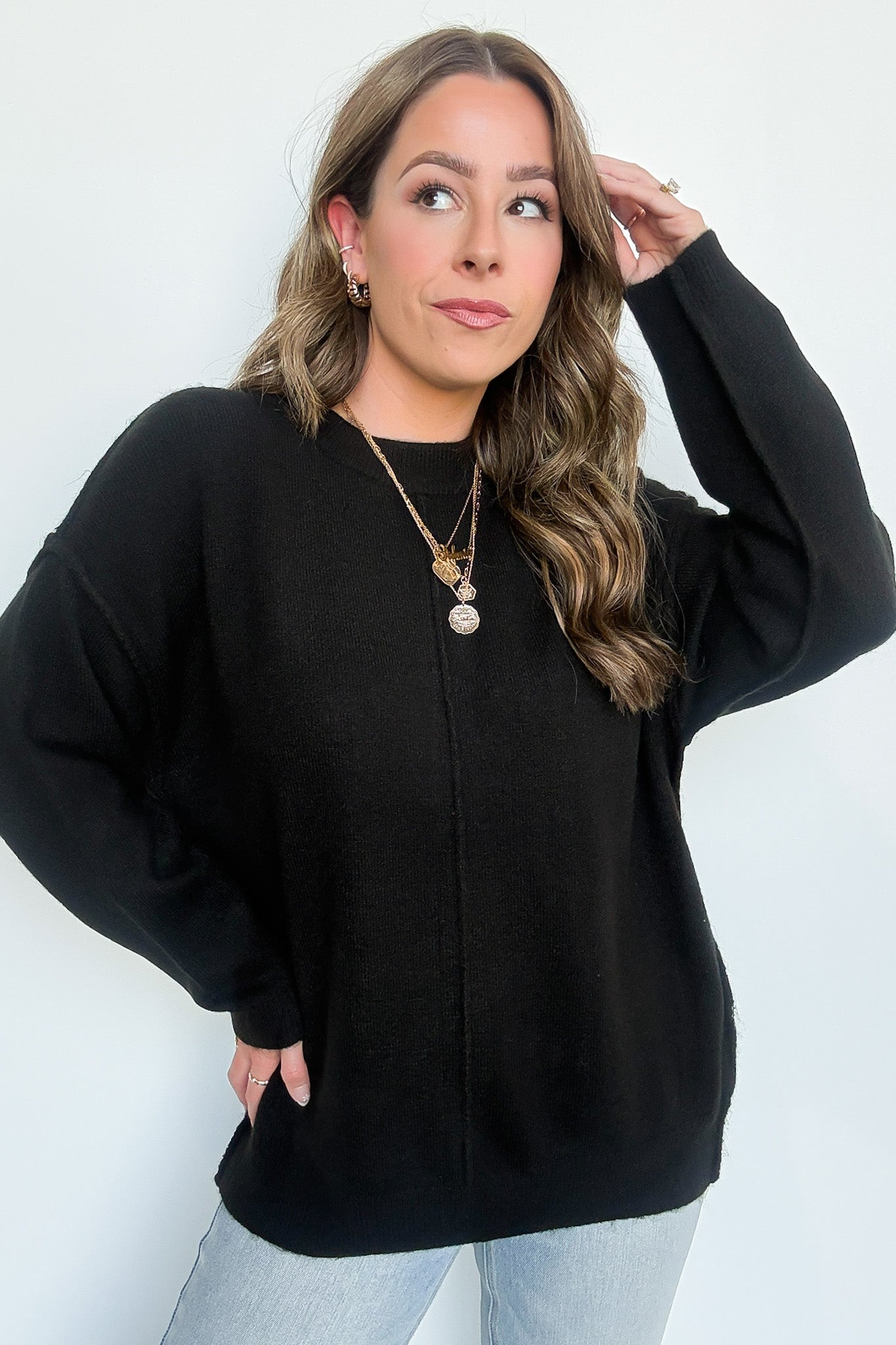  Comfort Code Front Seam Round Neck Sweater - BACK IN STOCK - Madison and Mallory