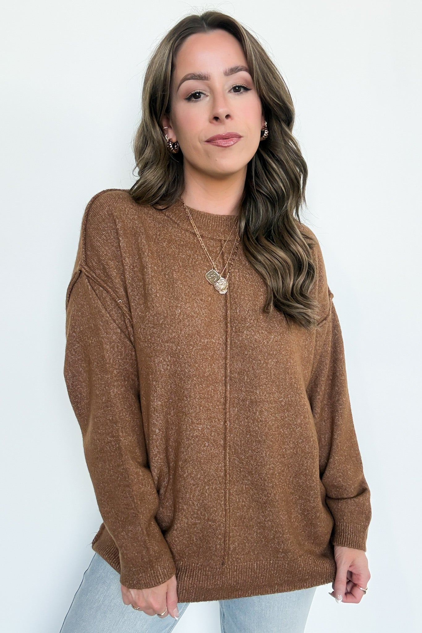  Comfort Code Front Seam Round Neck Sweater - BACK IN STOCK - Madison and Mallory