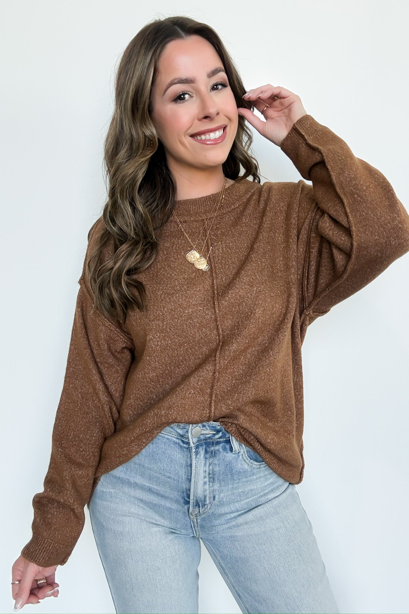  Comfort Code Front Seam Round Neck Sweater - BACK IN STOCK - Madison and Mallory