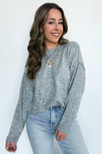 Heather Gray / SM Comfort Code Front Seam Round Neck Sweater - BACK IN STOCK - Madison and Mallory