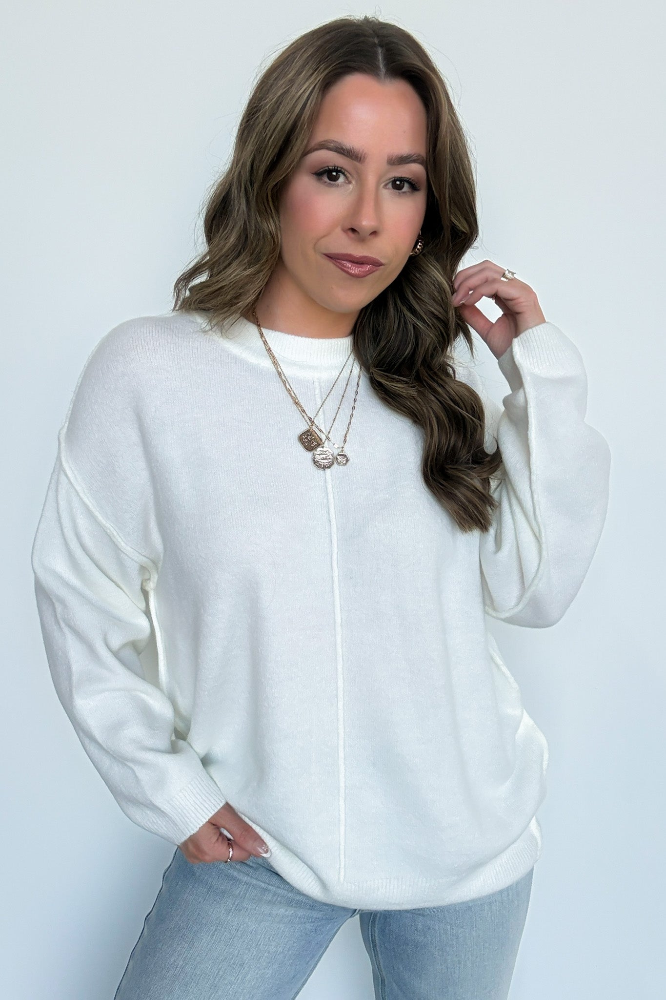  Comfort Code Front Seam Round Neck Sweater - BACK IN STOCK - Madison and Mallory