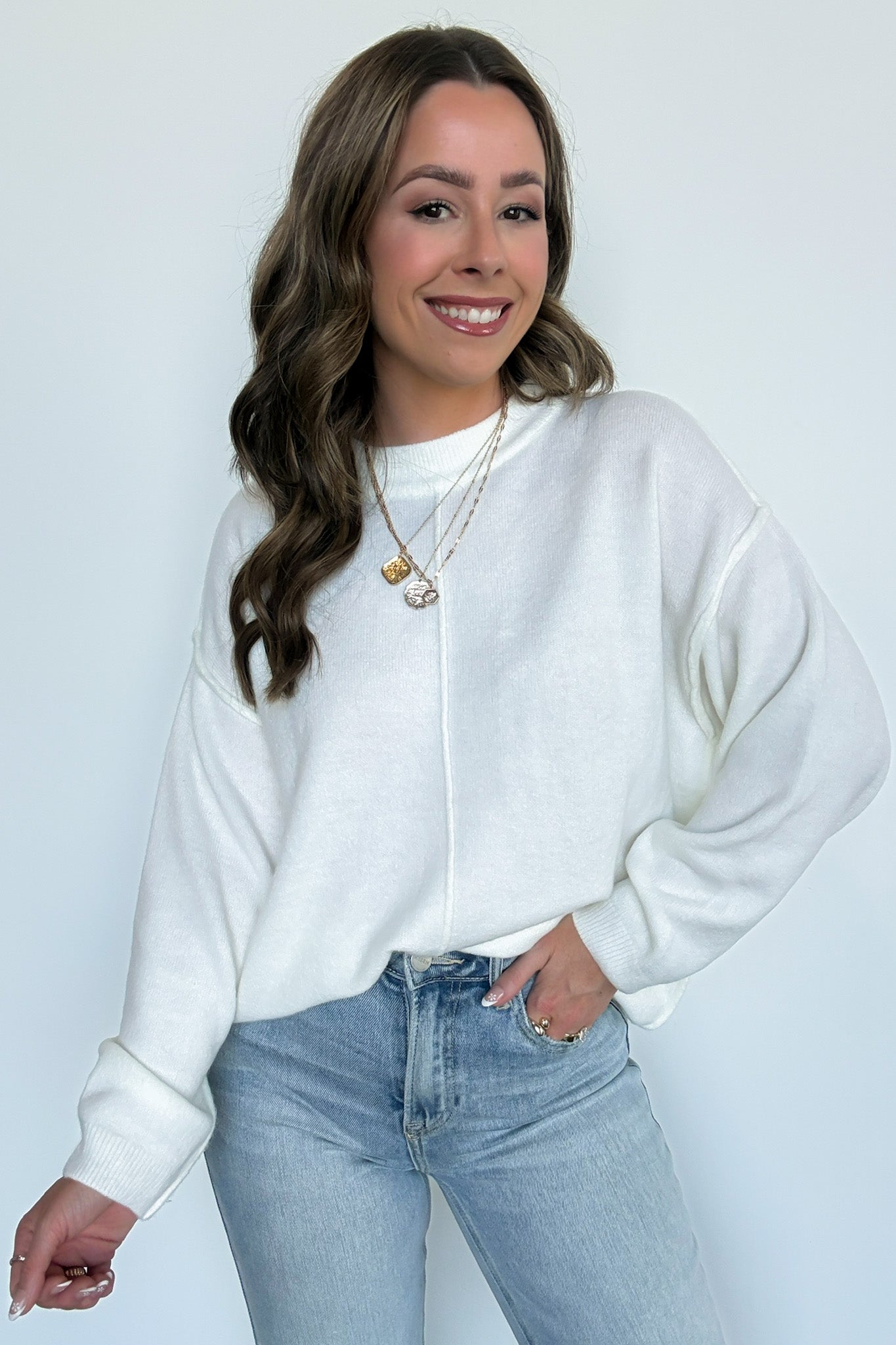  Comfort Code Front Seam Round Neck Sweater - BACK IN STOCK - Madison and Mallory