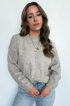 Heather Mocha / SM Comfort Code Front Seam Round Neck Sweater - Madison and Mallory