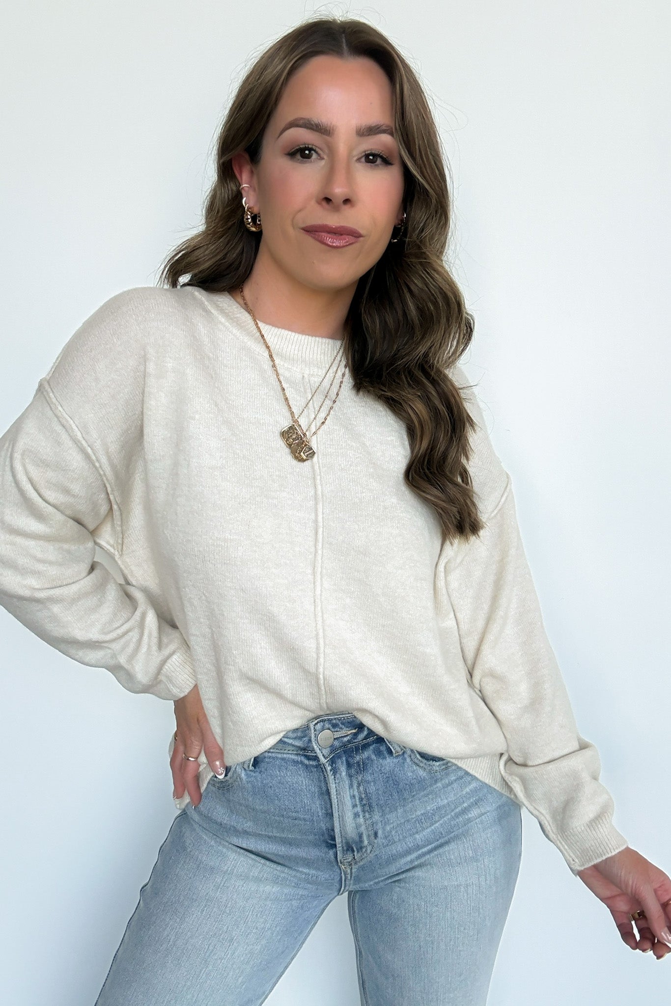  Comfort Code Front Seam Round Neck Sweater - BACK IN STOCK - Madison and Mallory