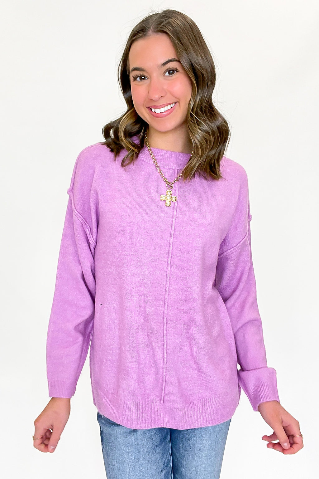 Comfort Code Front Seam Round Neck Sweater - BACK IN STOCK - Madison and Mallory
