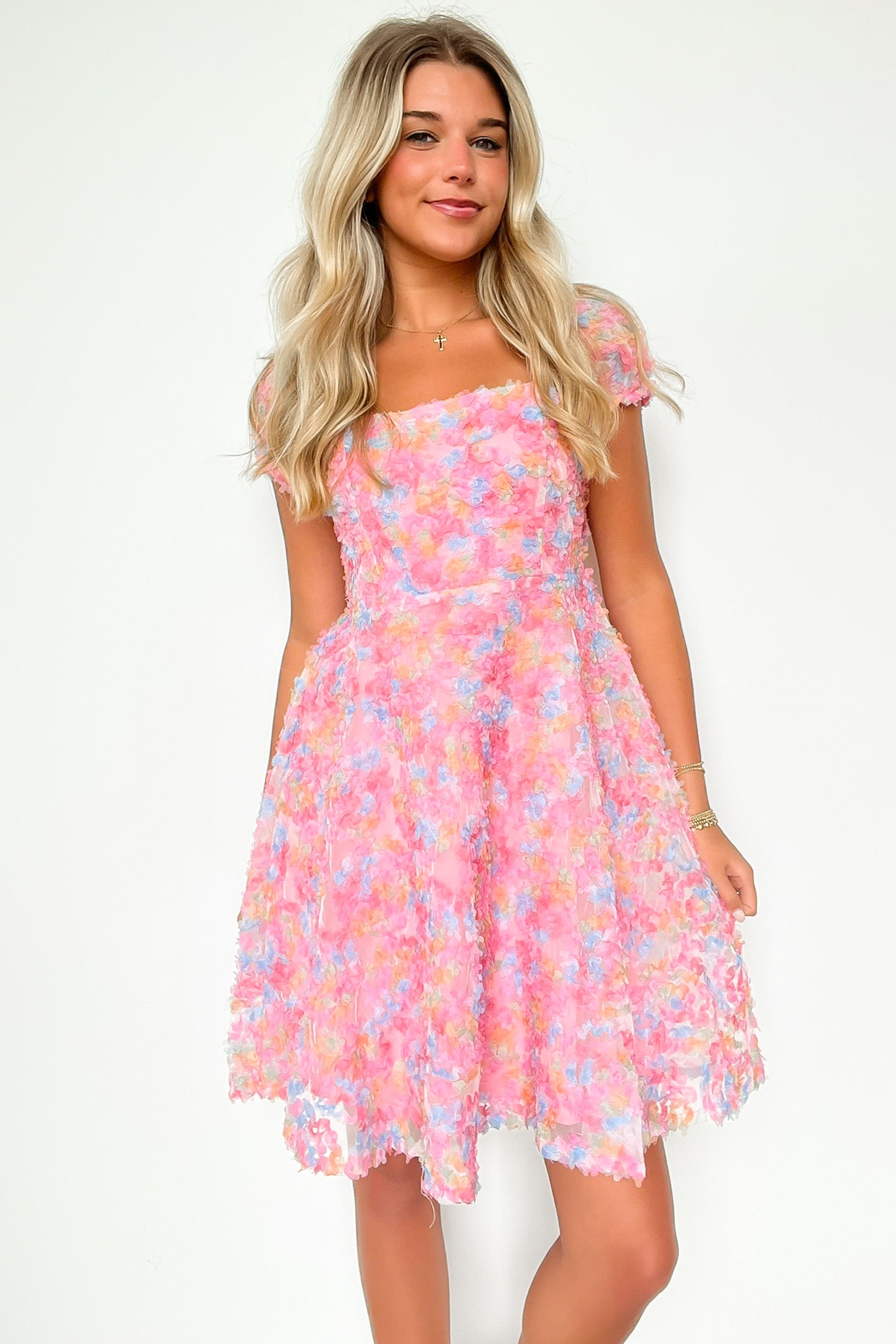  Compelling Charisma Textured Floral Dress - Madison and Mallory