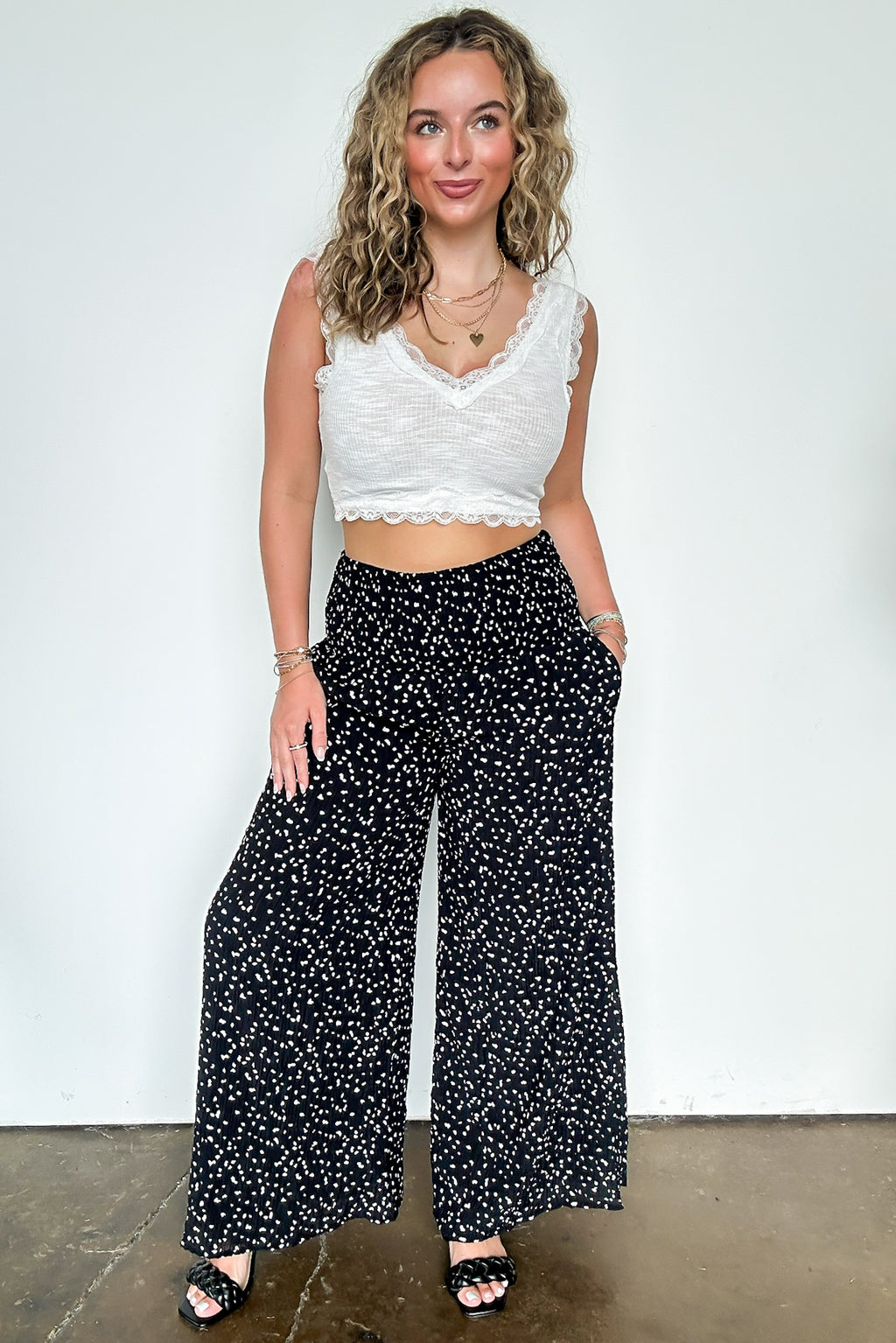 Confetti Flare High Waist Flowy Pants - FINAL SALE - Madison and Mallory