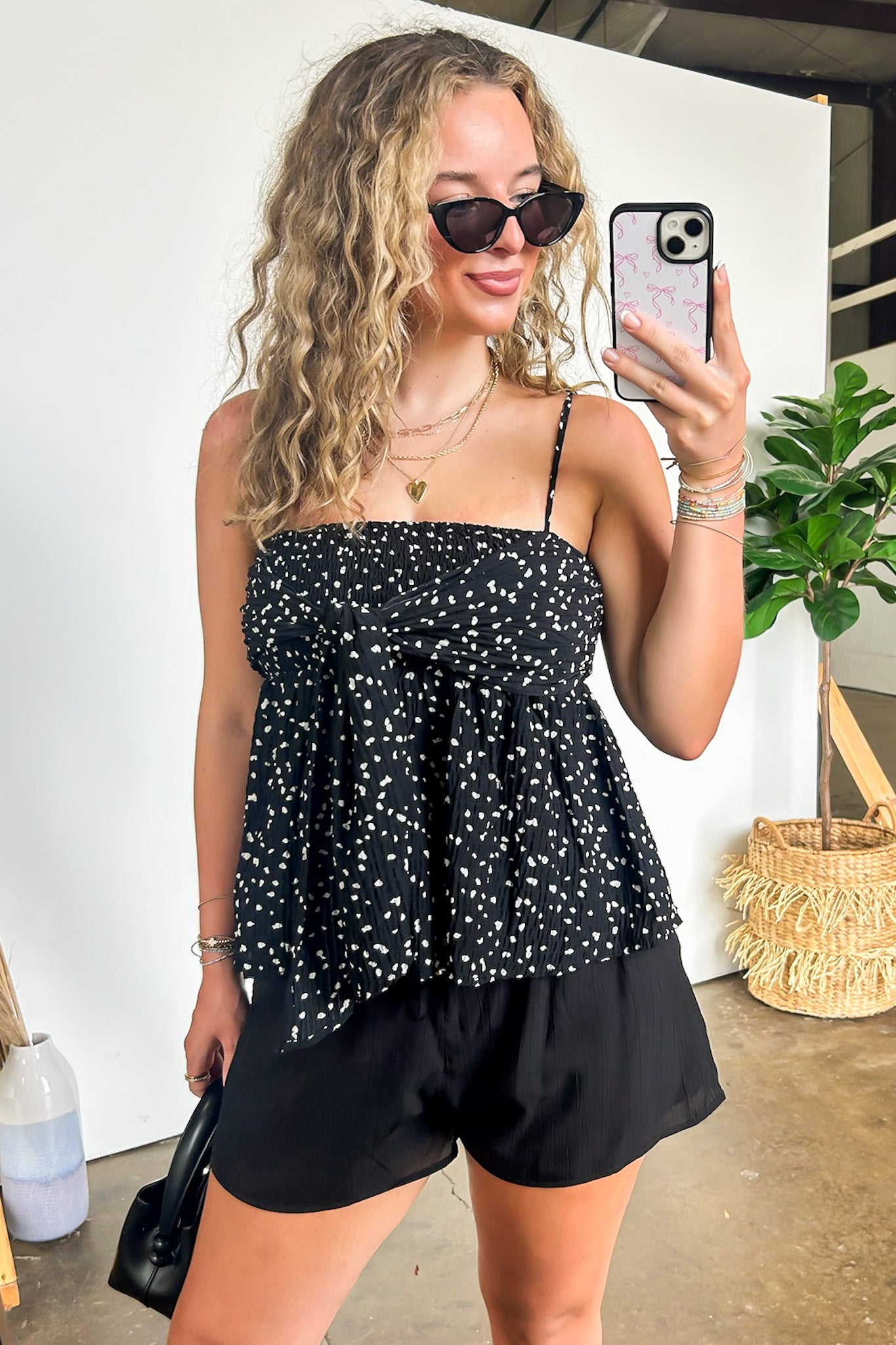 Confetti Flare Smocked Peplum Tank Top - FINAL SALE - Madison and Mallory