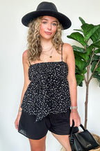 Confetti Flare Smocked Peplum Tank Top - FINAL SALE - Madison and Mallory
