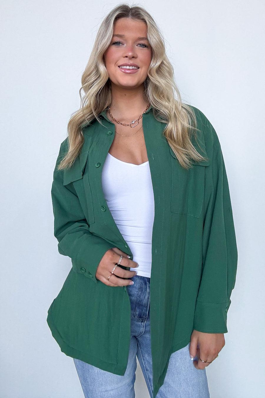  Confident Persona Oversized Button Down Shacket - Madison and Mallory