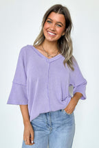  Conner Rib Knit Raw Edge Top - FINAL SALE - Madison and Mallory