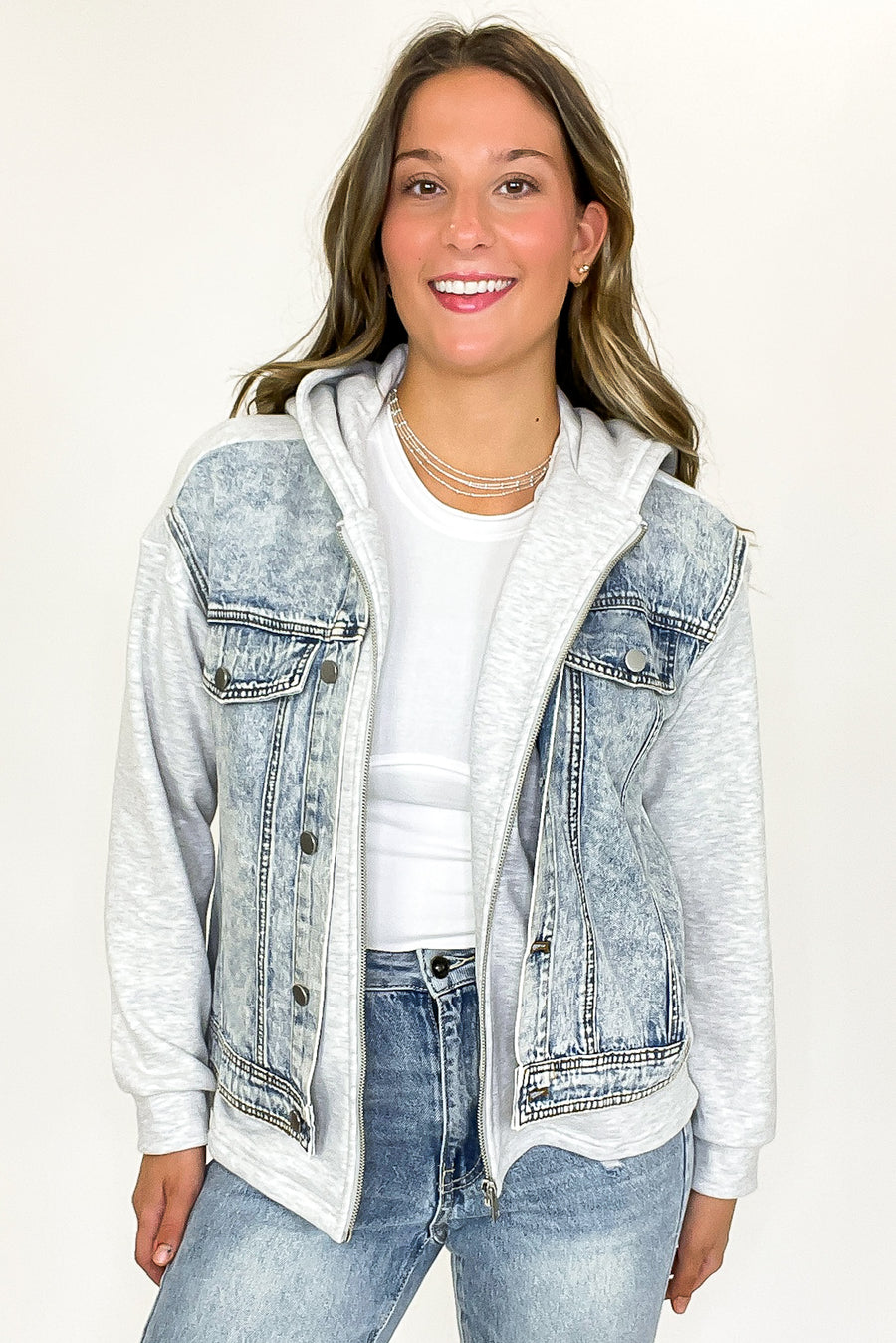Contrast Core Denim Jacket - Madison and Mallory