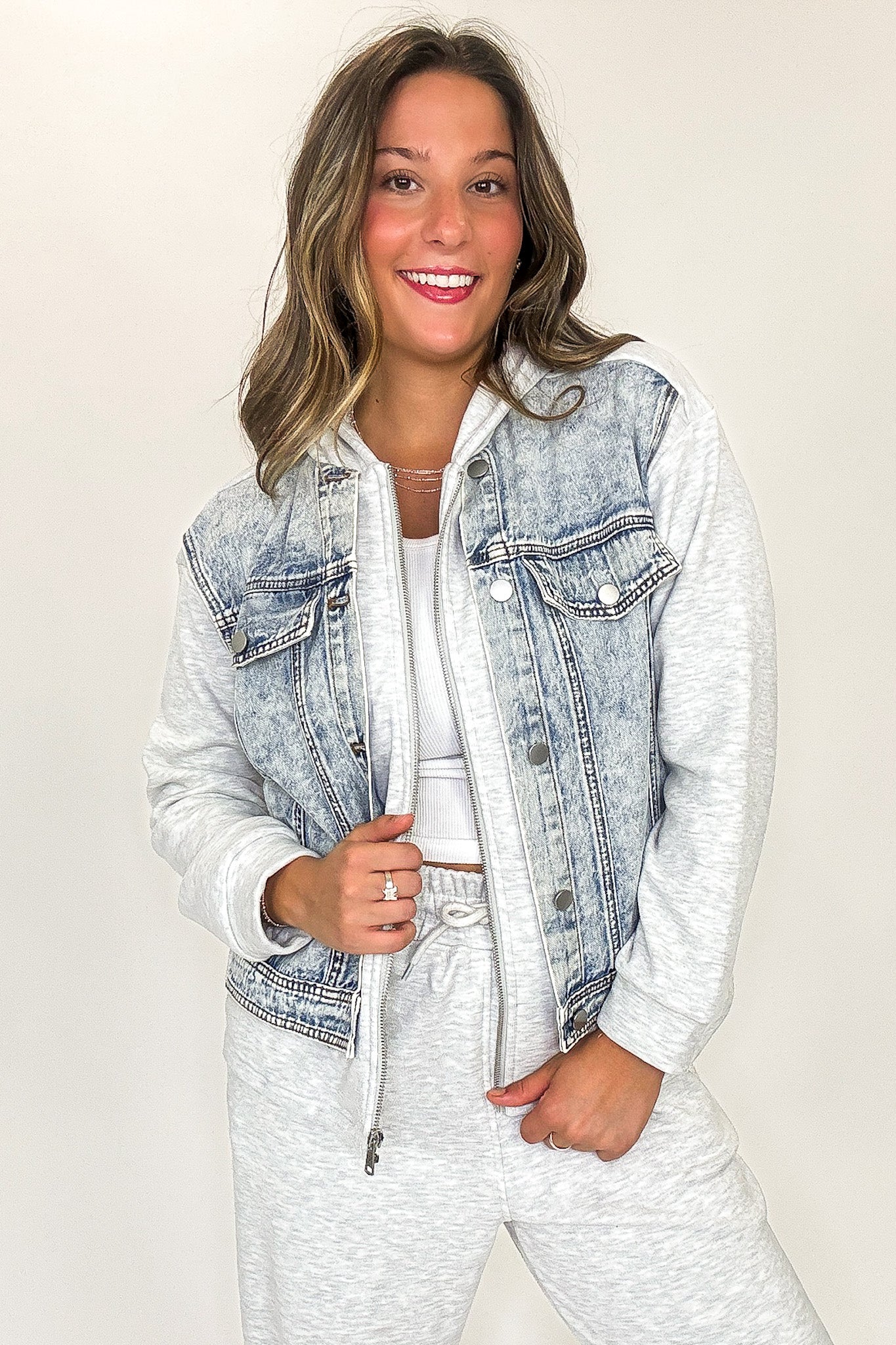 Contrast Core Denim Jacket - Madison and Mallory