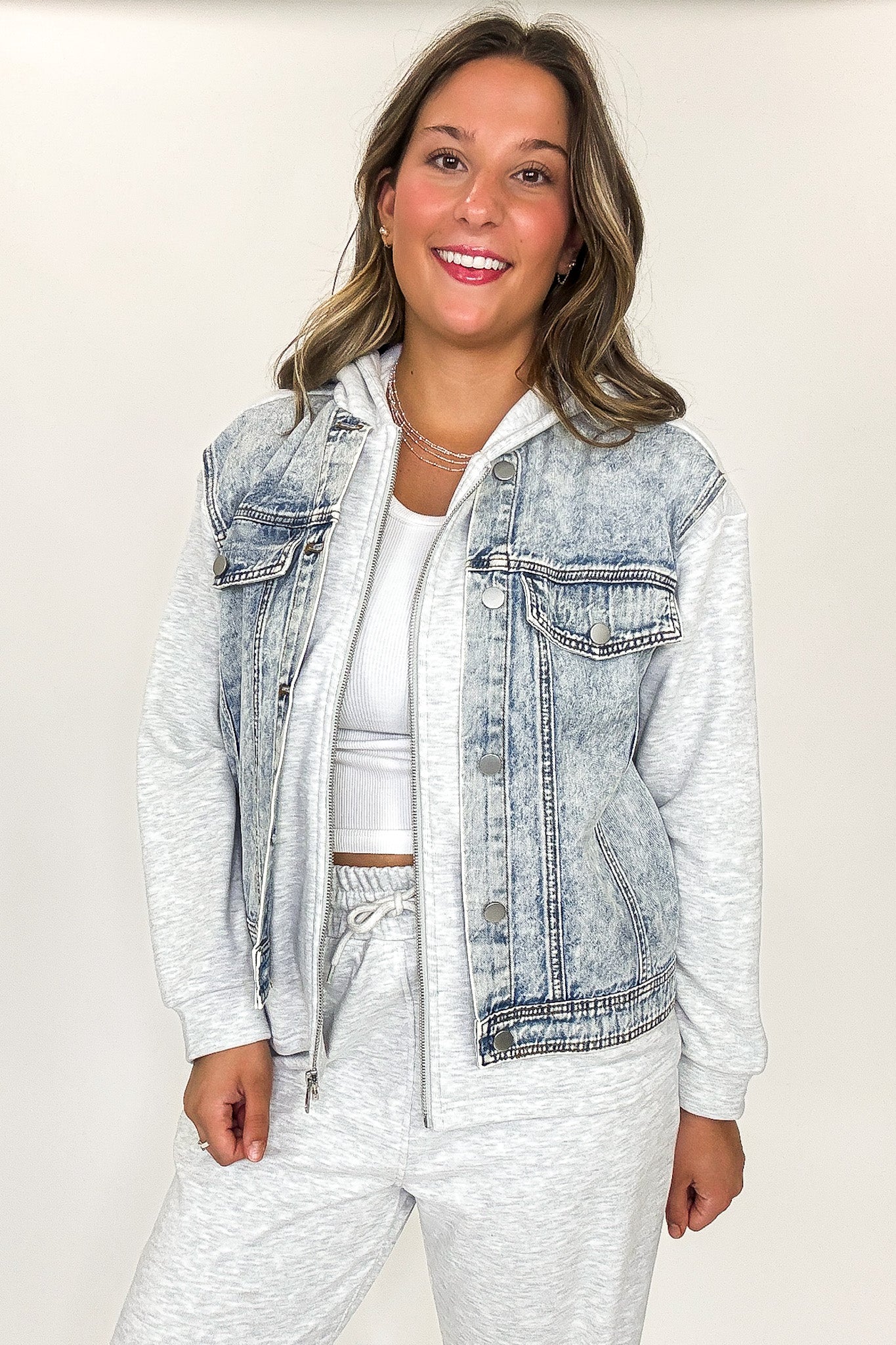 Contrast Core Denim Jacket - Madison and Mallory