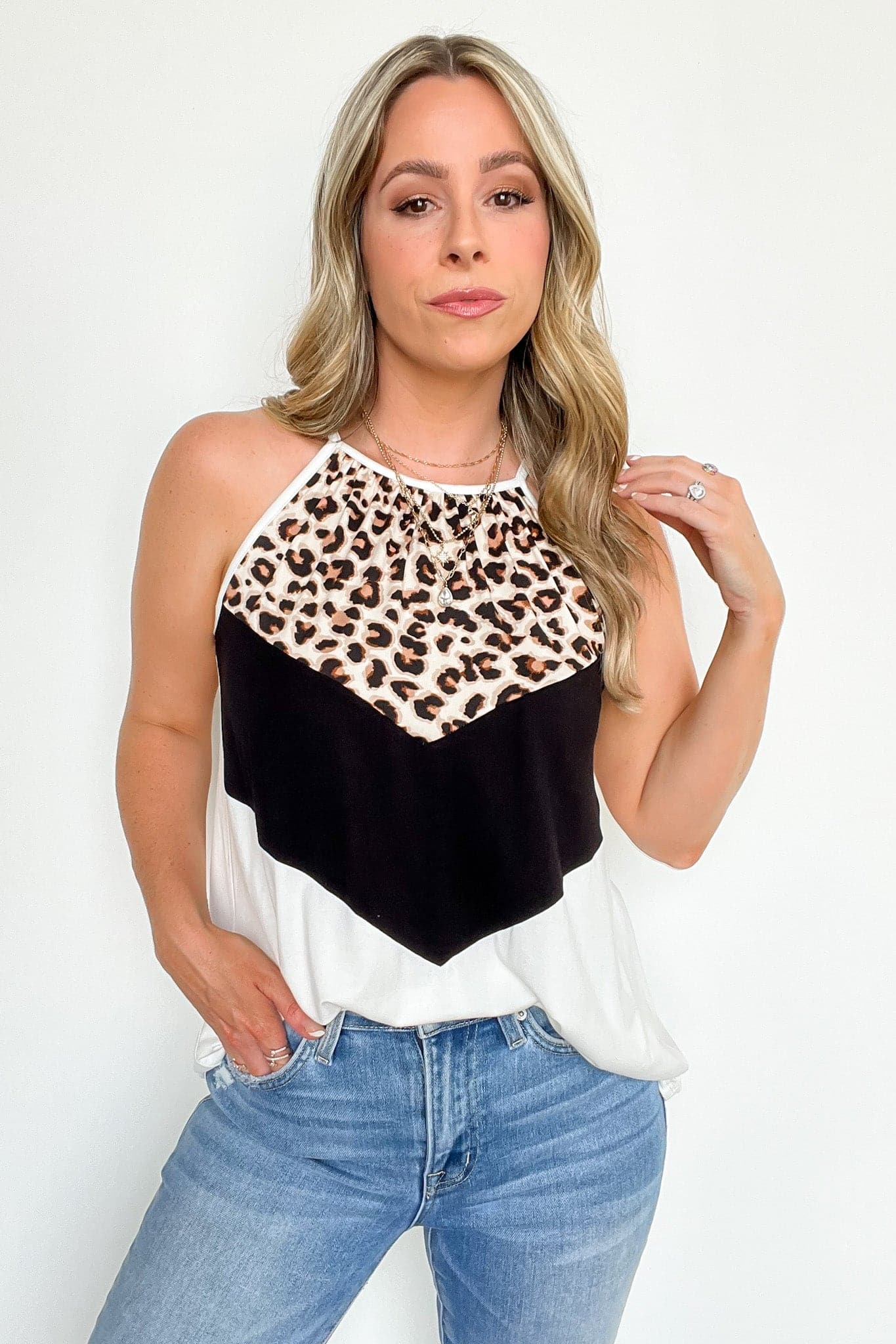  Convery Animal Print Color Block Tank Top - Madison and Mallory