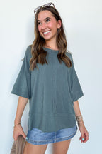 Ash Jade / SM Cool Intentions Ribbed Boatneck Top - Madison and Mallory