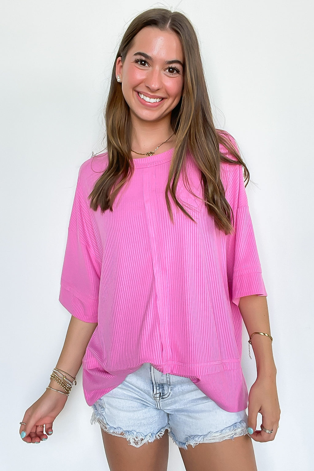 Candy Pink / SM Cool Intentions Ribbed Boatneck Top - Madison and Mallory