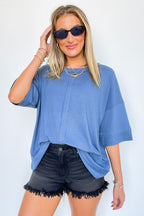 Dusty Blue / SM Cool Intentions Ribbed Boatneck Top - Madison and Mallory