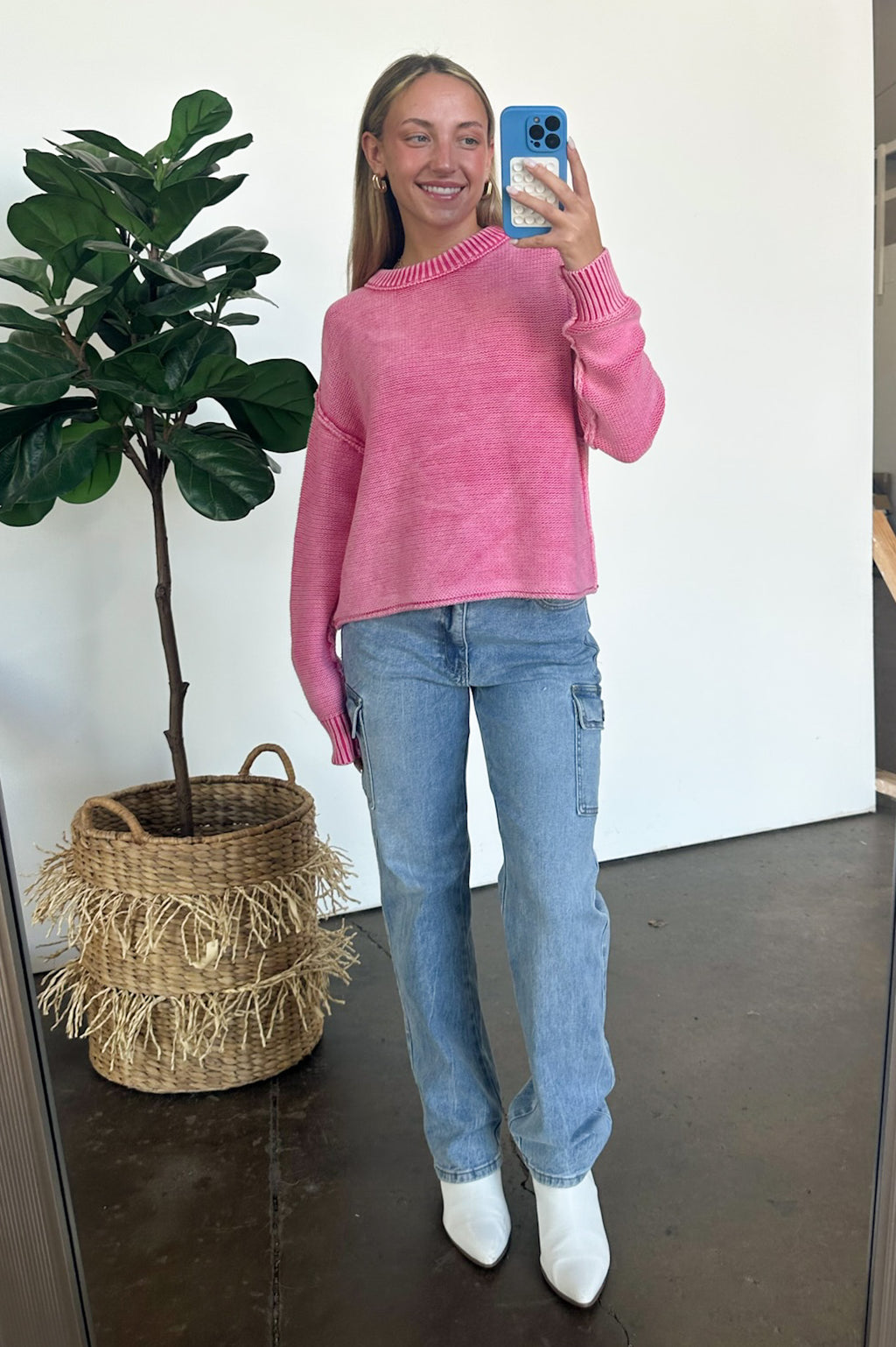 Cool Nights Acid Wash Exposed Seam Sweater - FINAL SALE - Madison and Mallory