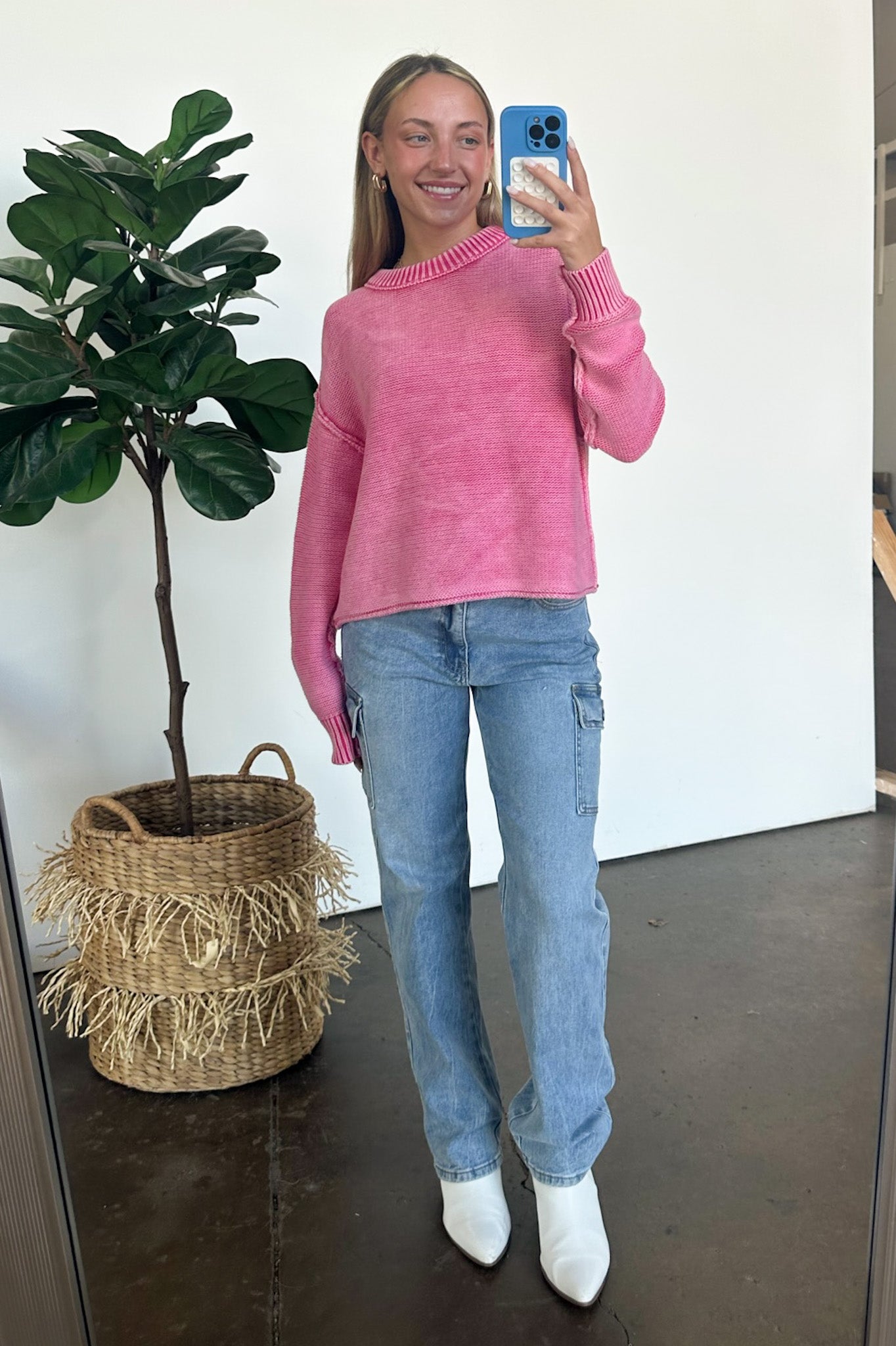 Cool Nights Acid Wash Exposed Seam Sweater - FINAL SALE - Madison and Mallory